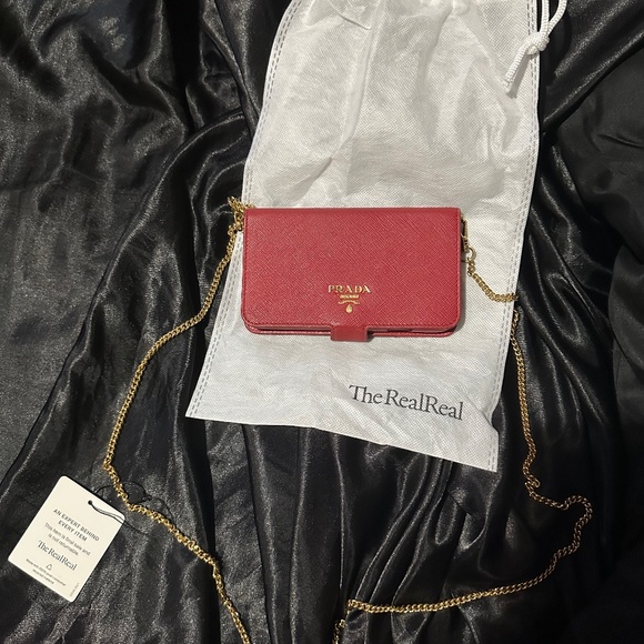 Prada, Bags, Prada Wallet On Chain Saffiano